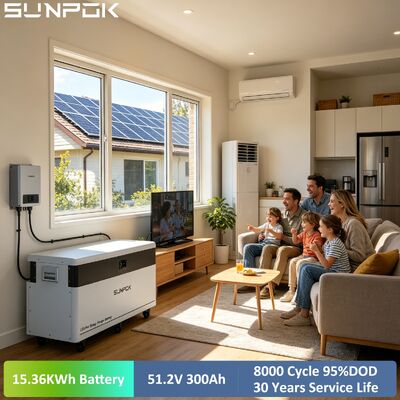 SUNPOK 15Kwh Lifepo4 Battery 51.2V Lithium Battery Power Floor Mounted 15Kw Solar 51.2V 300Ah Home Energy Storage Battery