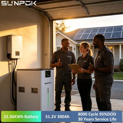 SUNPOK 51.2V Vertical Solar Lithium Ion Battery Pack 48V 300Ah LiFePO4 Battery 10Kw 15Kwh Solar Energy System