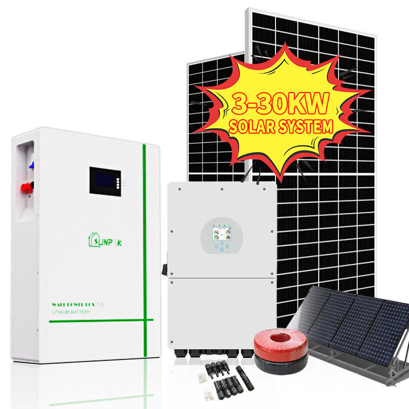 مجموعة Sunpok الشمسية الكاملة خارج الشبكة 3kw 5kva 5kw 15kw 10kw النظام الشمسي الهجين