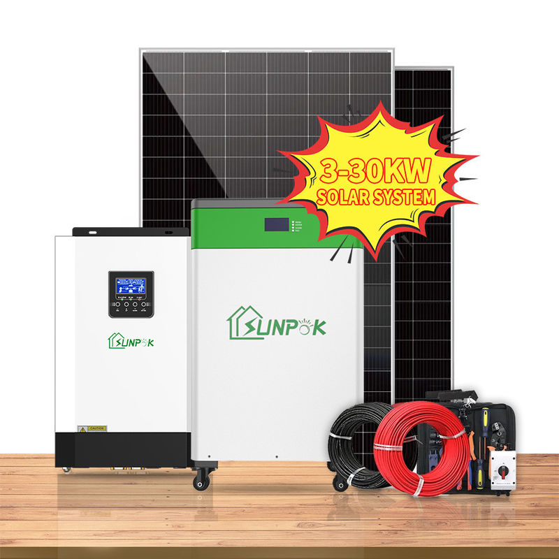 نظام المنزل الشمسي ليثيوم أيون 10kw 20kw 30kw Pv Panel Set Off Grid Solar Power Hybrid