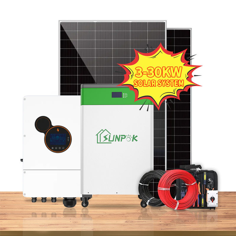 الصفحة الرئيسية النظام الشمسي الهجين كيت 5kw 6kw 8kw 10kw الهجين العاكس خارج الشبكة النظام الشمسي الكامل