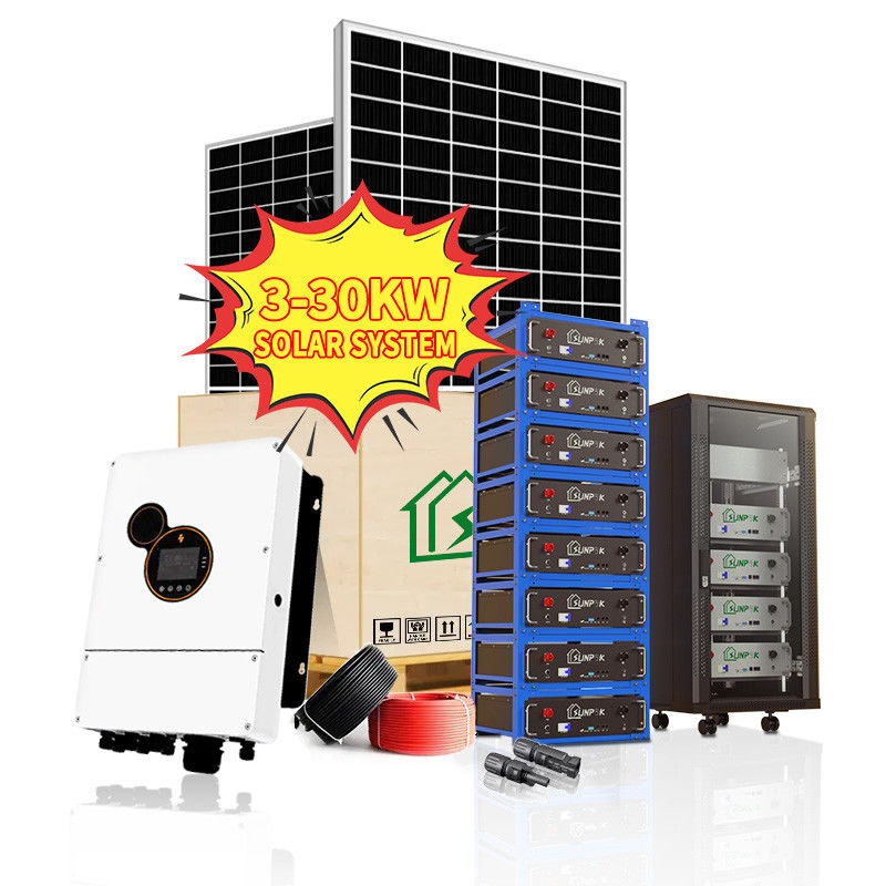 مجموعة النظام الشمسي الهجين LiFePo4 5kw 10kw 20kw نظام الطاقة الشمسية خارج الشبكة منتجات الطاقة الشمسية