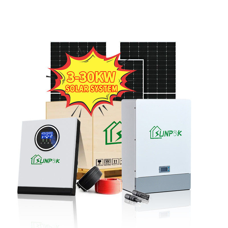مجموعات الطاقة الشمسية Sunpok الكاملة خارج الشبكة 5kwh 10kwh 15kwh 20kwh 25kwh 30kwh network hybrid solar power inverter