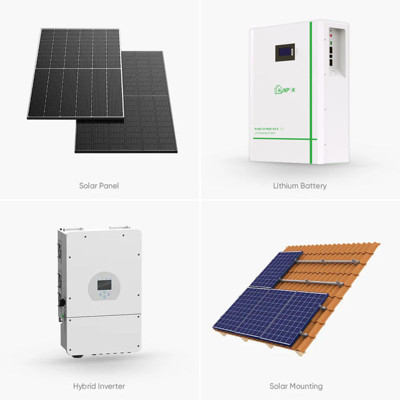 نظام الطاقة الشمسية Sunpok 3kw 5kw 10kw 10 Kw نظام الطاقة الشمسية للمنازل الجاهزة