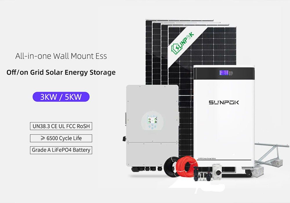 بطارية شمسية حزمة الطاقة الكهروضوئية 6Kw 10Kw 12Kw بطارية حزمة الطاقة الشمسية النظام الكامل للطاقة الهجينة للسكن