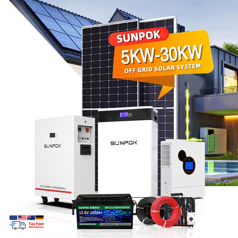نظام الطاقة الشمسية على الشبكة وخارج الشبكة 5kw 10kw نظام الطاقة الشمسية المنزلية مجموعة الألواح الشمسية