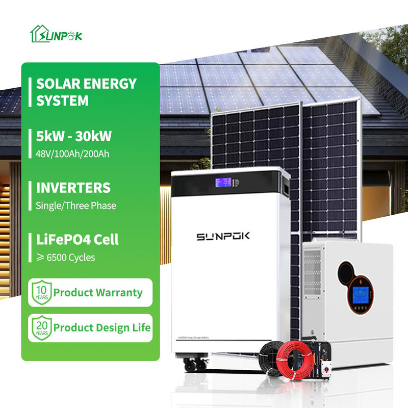 نظام الطاقة الشمسية الهجينة للمنزل 5KW 8KW 10KW 12KW مجموعة كاملة من ألواح الطاقة الشمسية