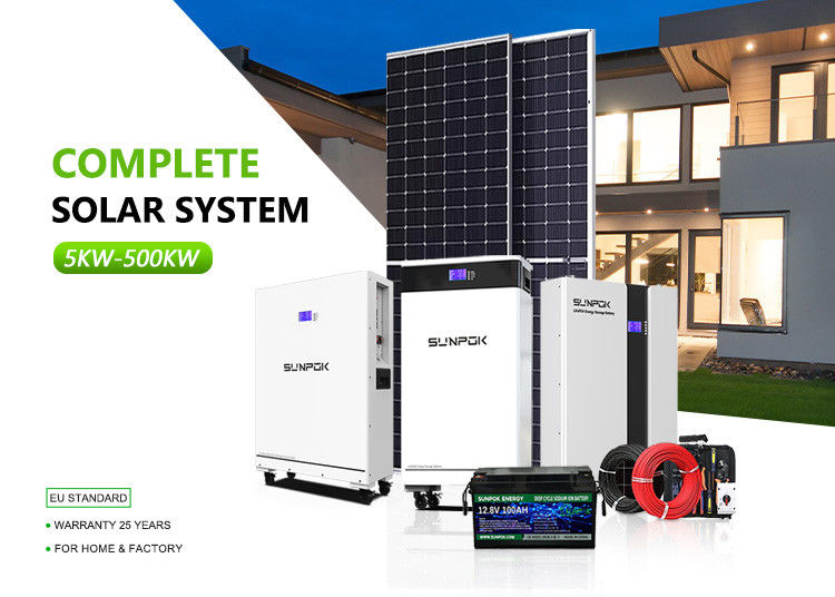 نظام الطاقة الشمسية العاكس الهجين 10kw 50kw 500kw بطارية ليثيوم أيون