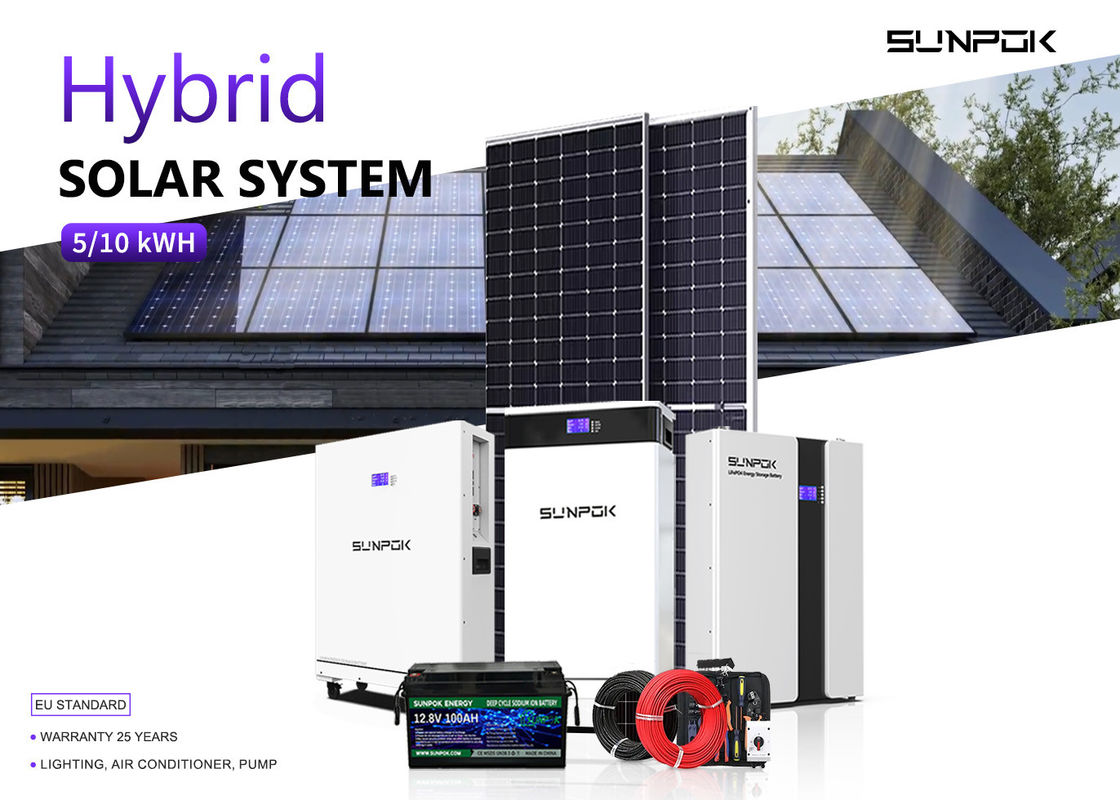نظام تخزين الطاقة الشمسية الهجينة بطاريات الليثيوم 48v 200ah 15kwh 20kwh تركيب السقف