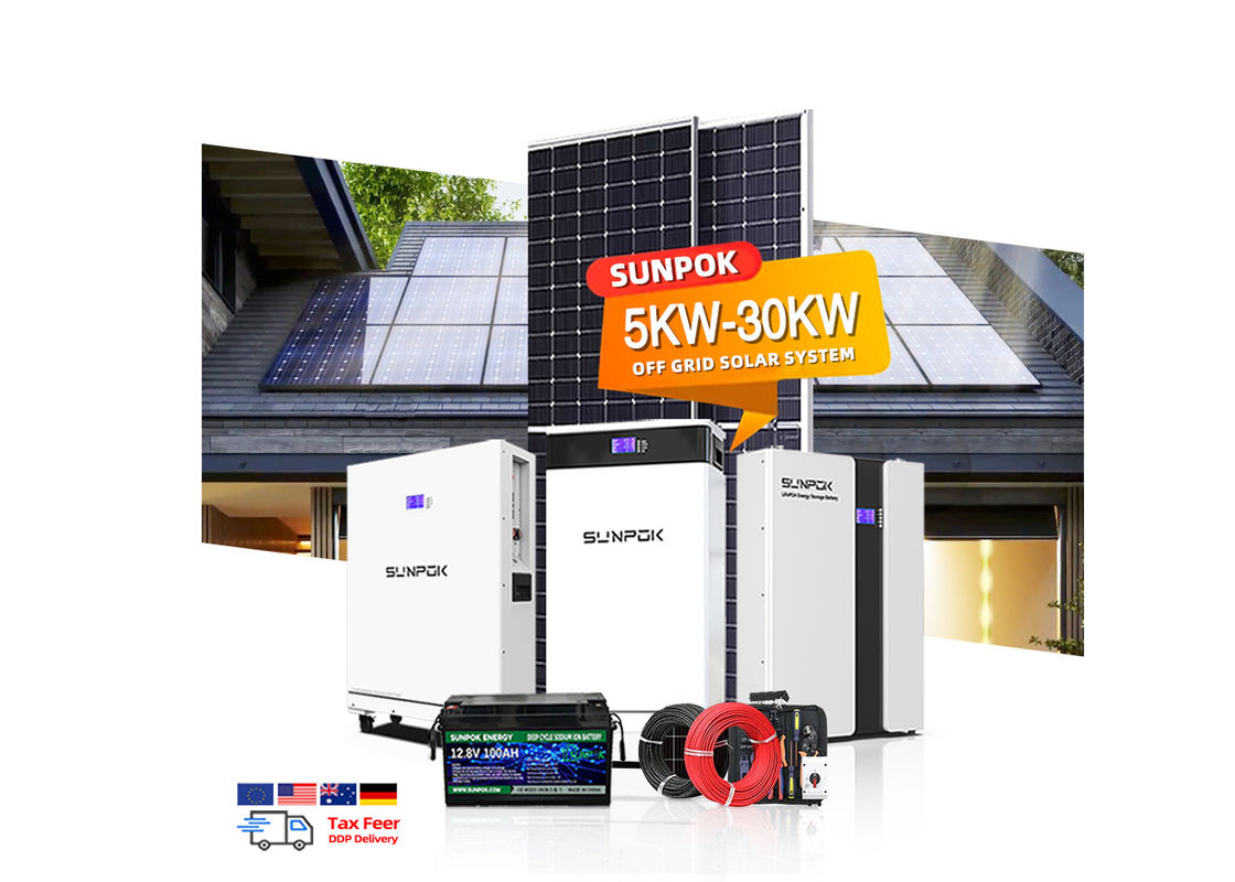 نظام الطاقة الشمسية خارج الشبكة 6000W 10Kw 15Kw 20Kw نظام الطاقة الشمسية الثلاثية المراحل الهجينة