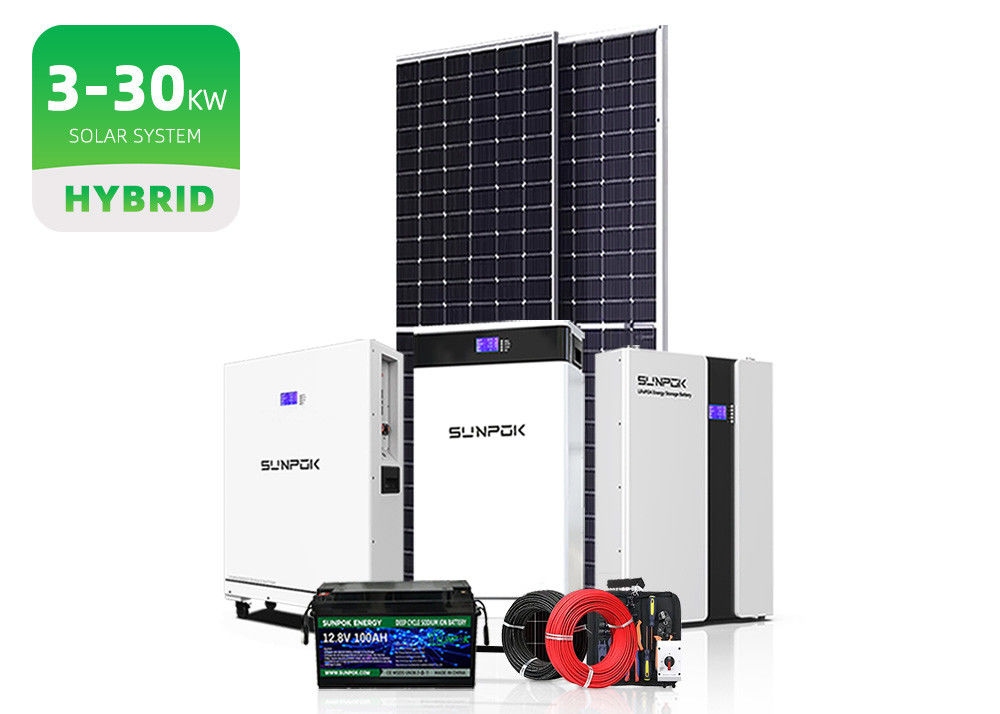 نظام تخزين الطاقة الشمسية الهجينة خارج الشبكة 5Kw 10Kw 20Kw 10Kva نظام الطاقة الشمسية خارج الشبكة مع تخزين الطاقة مجموعة كاملة