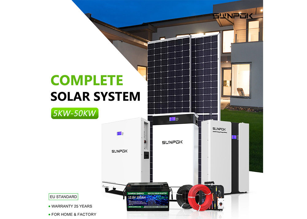 نظام الطاقة الشمسية الضوئية خارج الشبكة 5Kw 10Kw 12Kw مجموعة كاملة من أنظمة الطاقة الشمسية الهجينة للمنزل