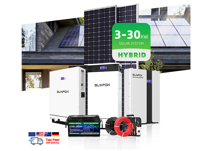 نظام الطاقة الشمسية الكهروضوئية 10Kw 12Kw 15Kw نظام الطاقة الشمسية الهجينة نظام الطاقة الشمسية الكاملة للاستخدام المنزلي مع المحول