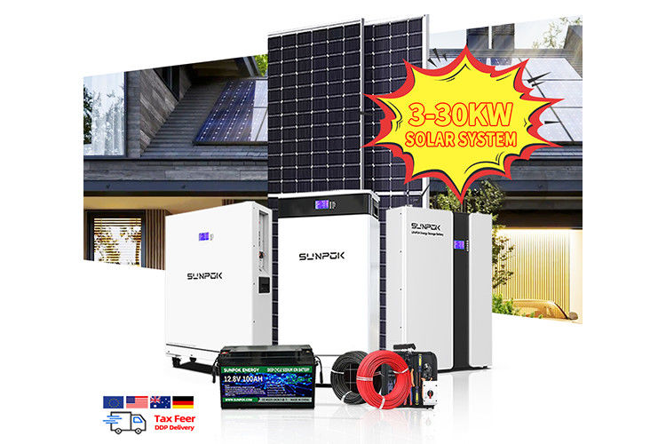 نظام شمسي هجين 6kw 8kw 10kw 12 Kw 20kw نظام شمسي ألواح شمسية 10kw نظام بطارية الليثيوم 48v 100ah للنظام الشمسي