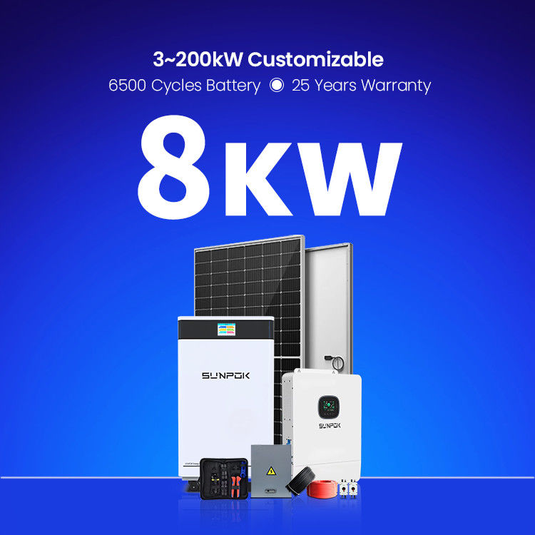 نظام الطاقة الشمسية كامل حزمة كاملة 5kw 8kw 10kw 10kw مجموعة الهجينة خارج الشبكة للمنزل مع بطارية ليثيوم أيون