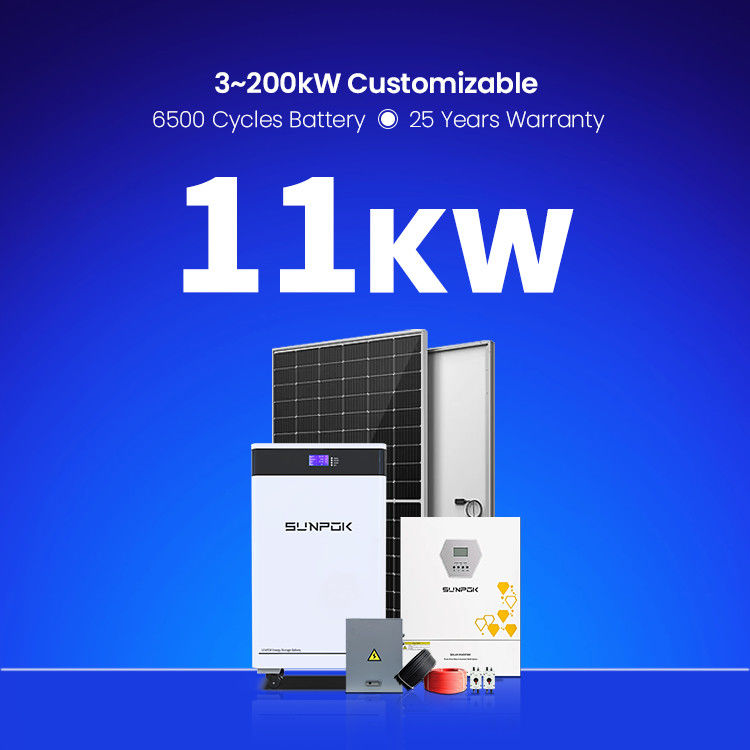 استخدام منزلي نظام الطاقة الشمسية 3KW 6KW 11KW 22KW المختلط خارج الشبكة المزارع الطاقة الشمسية LifePo4 بطارية خارج الشبكة مجموعة الطاقة الشمسية
