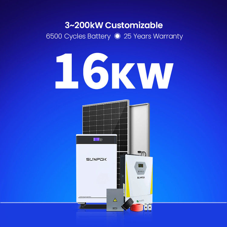 نظام الطاقة الشمسية 15Kva 16KW 18KW نظام الطاقة الشمسية الكهربائية الكاملة المنزلية الهجينة
