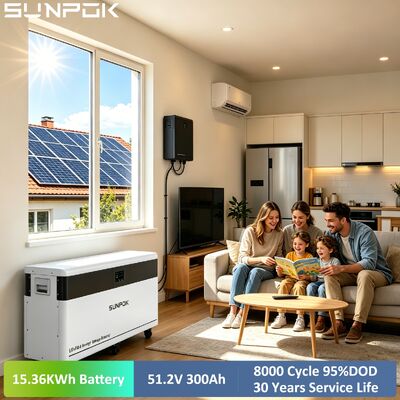 SUNPOK 48V 300Ah 15kWh Lithium Battery Pack 51.2V 300Ah 15kWh Vertical Home Energy Storage System 8000+ Cycles