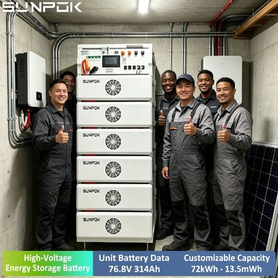 نظام بطارية ليثيوم عالي الجهد SUNPOK 76.8 فولت 314 أمبير ساعة 100 كيلوواط ساعة 200 كيلوواط ساعة 500 كيلوواط ساعة LiFePO4 للتطبيقات التجارية متوفر في المخزون