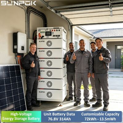 صن بوك مصادر الطاقة غير المتقطعة 24.12kWh 314Ah 76.8V الطاقة العالية الشمسية LFP LiFePO4 بطارية