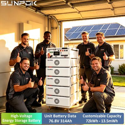 نظام بطارية ليثيوم تجاري Sunpok Boost عالي الجهد 76.8 فولت 314 أمبير ساعة 76.8 فولت 314 أمبير ساعة 100 كيلو واط ساعة 200 كيلو واط ساعة 500 كيلو واط ساعة LiFePO4
