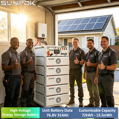 SUNPOK Lifepo4 Home بطارية 76.8V 314AH بطاريات ليثيوم أيون حزمة بطارية تخزين الطاقة عالية الجهد
