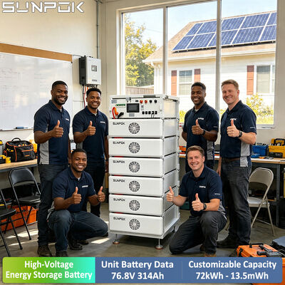 SUNPOK Lifepo4 بطارية 76.8V 314Ah ليثيوم أيون المنزل تخزين الطاقة Ess بطارية خزانة نظام تخزين الطاقة