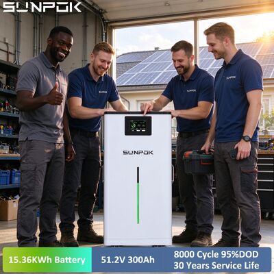 SUNPOK 15kwh Lithium Batteries Home 51.2v 300Ah 48v Powerwall Solar Energy Storage Lifepo4 Battery with BMS